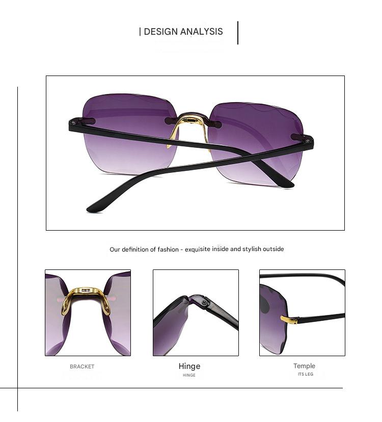 Sunglasses for Women Fashion Rimless Beach Gradient Sunglass Fashion ...