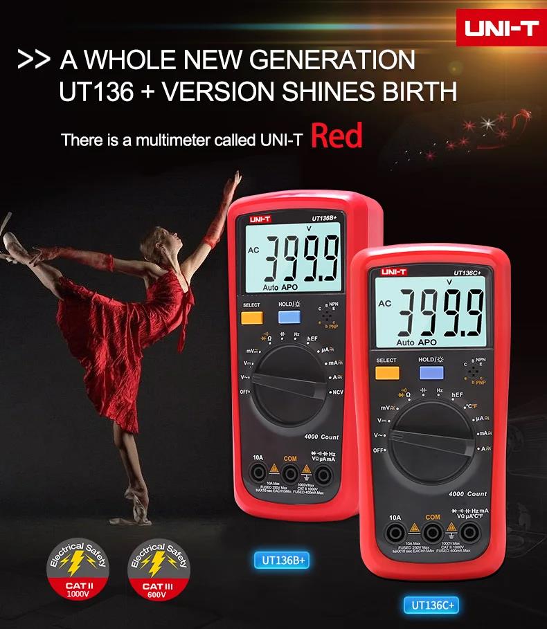 UNI-T UT136B+ Digital Multimeter Large LCD Dual Display 1000V 10A AC DC ...