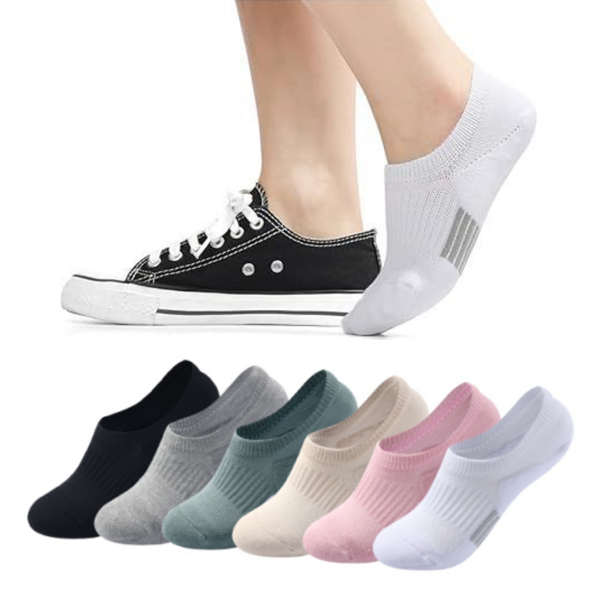 6 Pairs Women's No-Show Ankle Socks Moisture-Wicking Soft Breathable ...