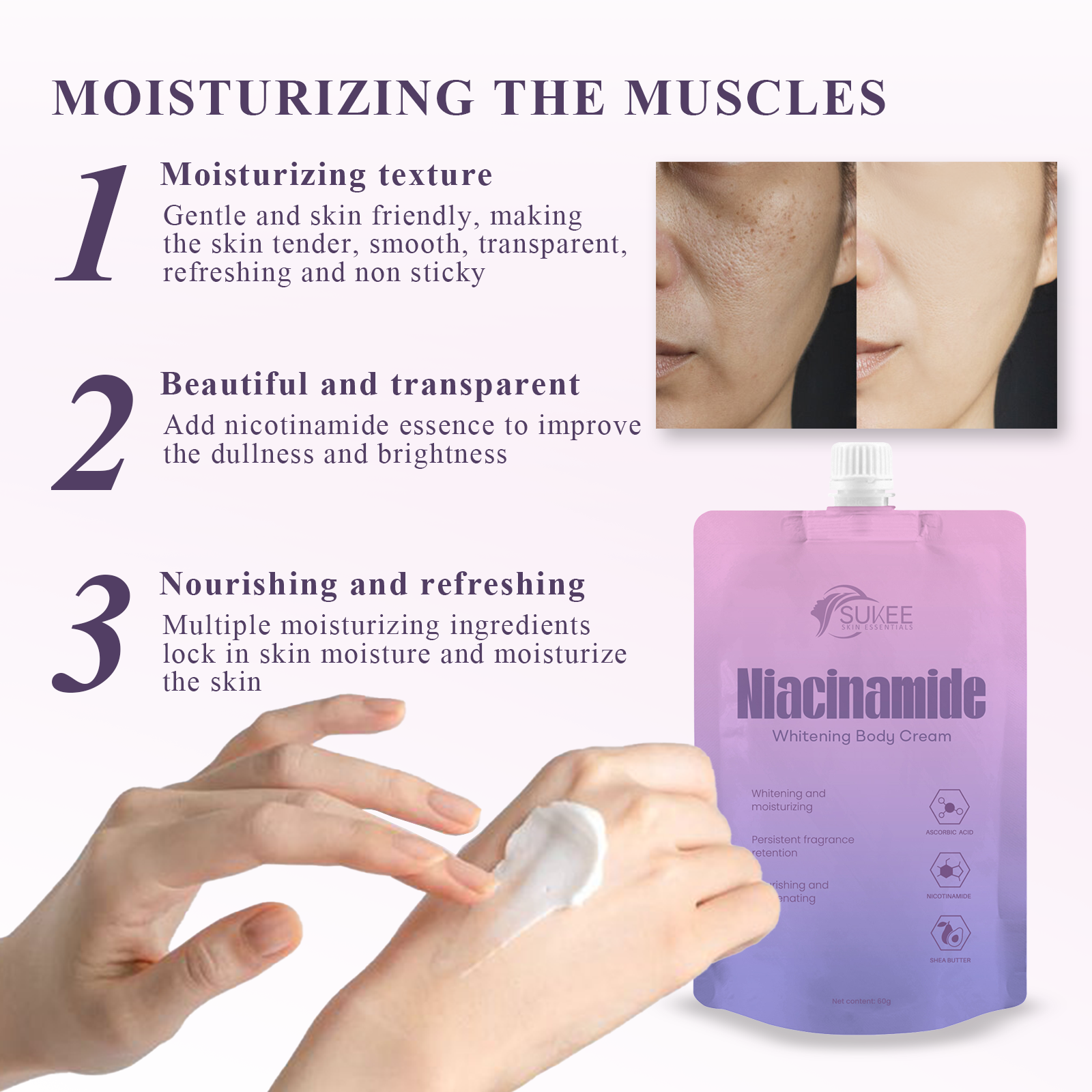 SUKEE Niacinamide Whitening Body Cream 60g Remove Body Care Lotions ...