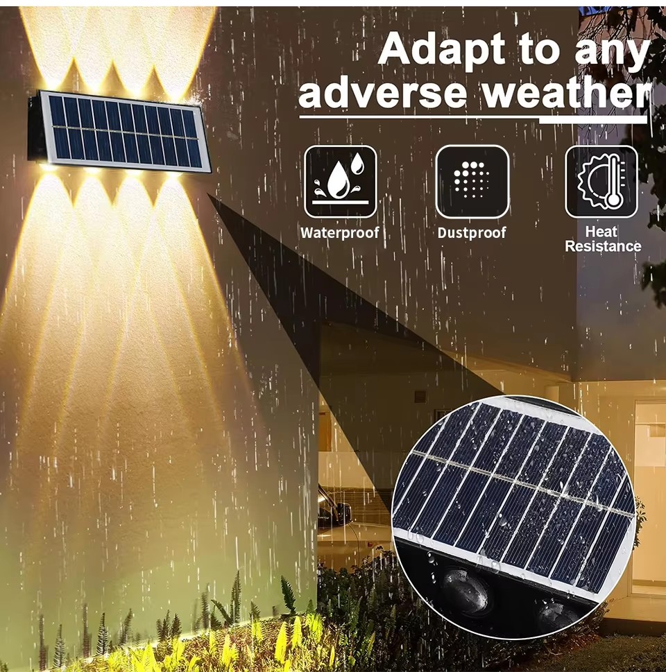 Solar Light Outdoor Waterproof Wall Lamp Warm White Lighting 4W 6W 8W ...