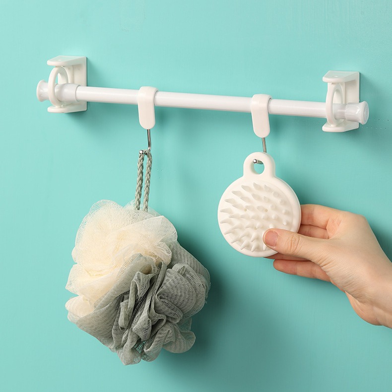 TWO pcs Curtain Rod Holders – White Transparent Self-Adhesive Racks for ...