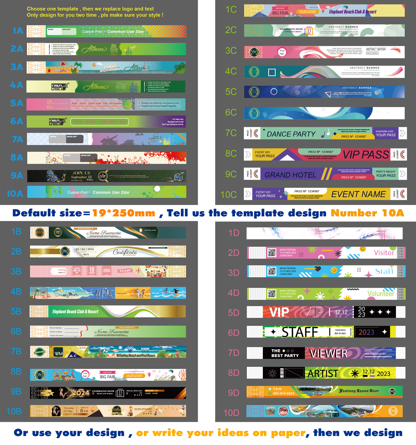 custom disposable wristband sticker paper tyvek swim concert sticky ...