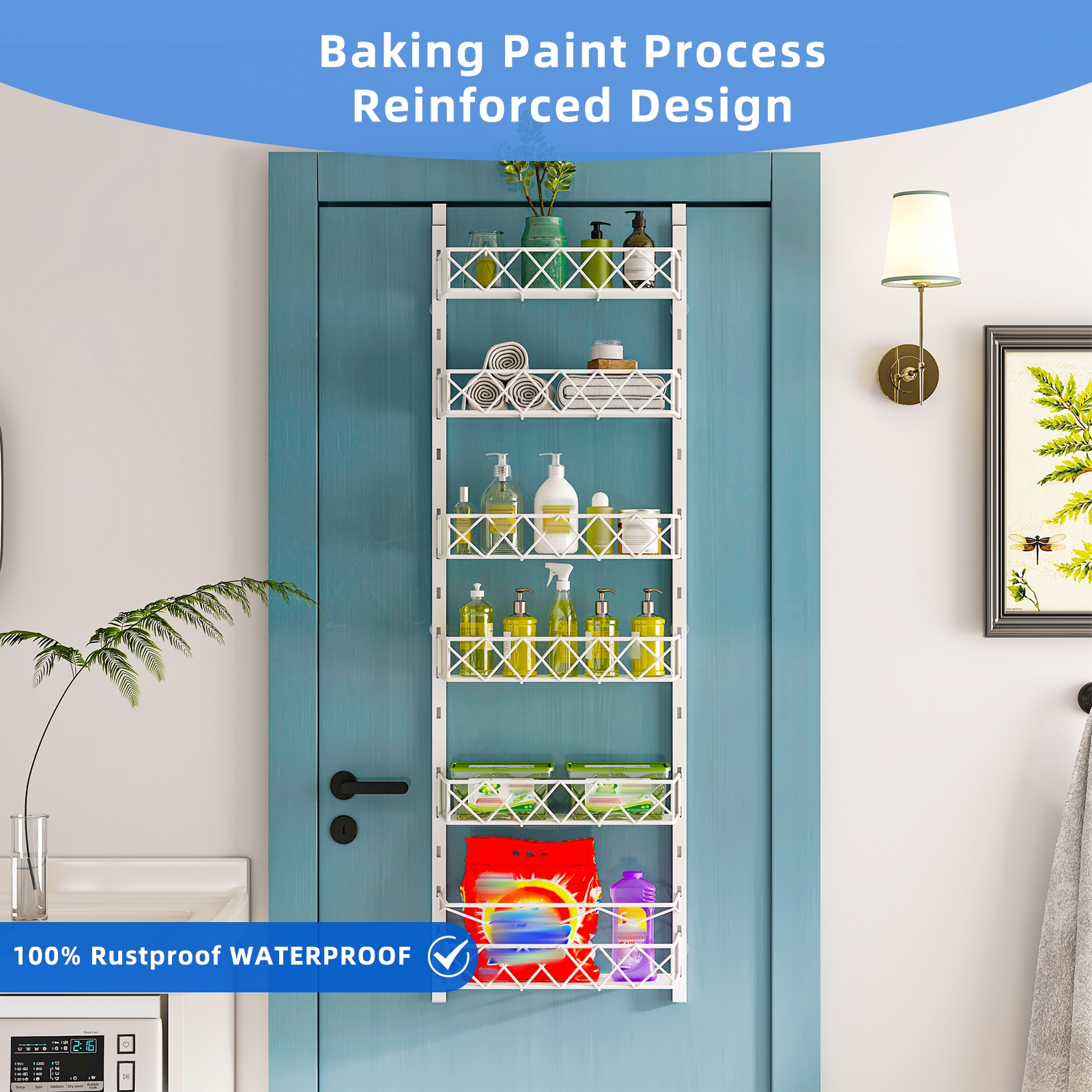 3/6/8 Layer Wall Mounted Kitchen Storage Rack Heavy Duty Behind Door ...