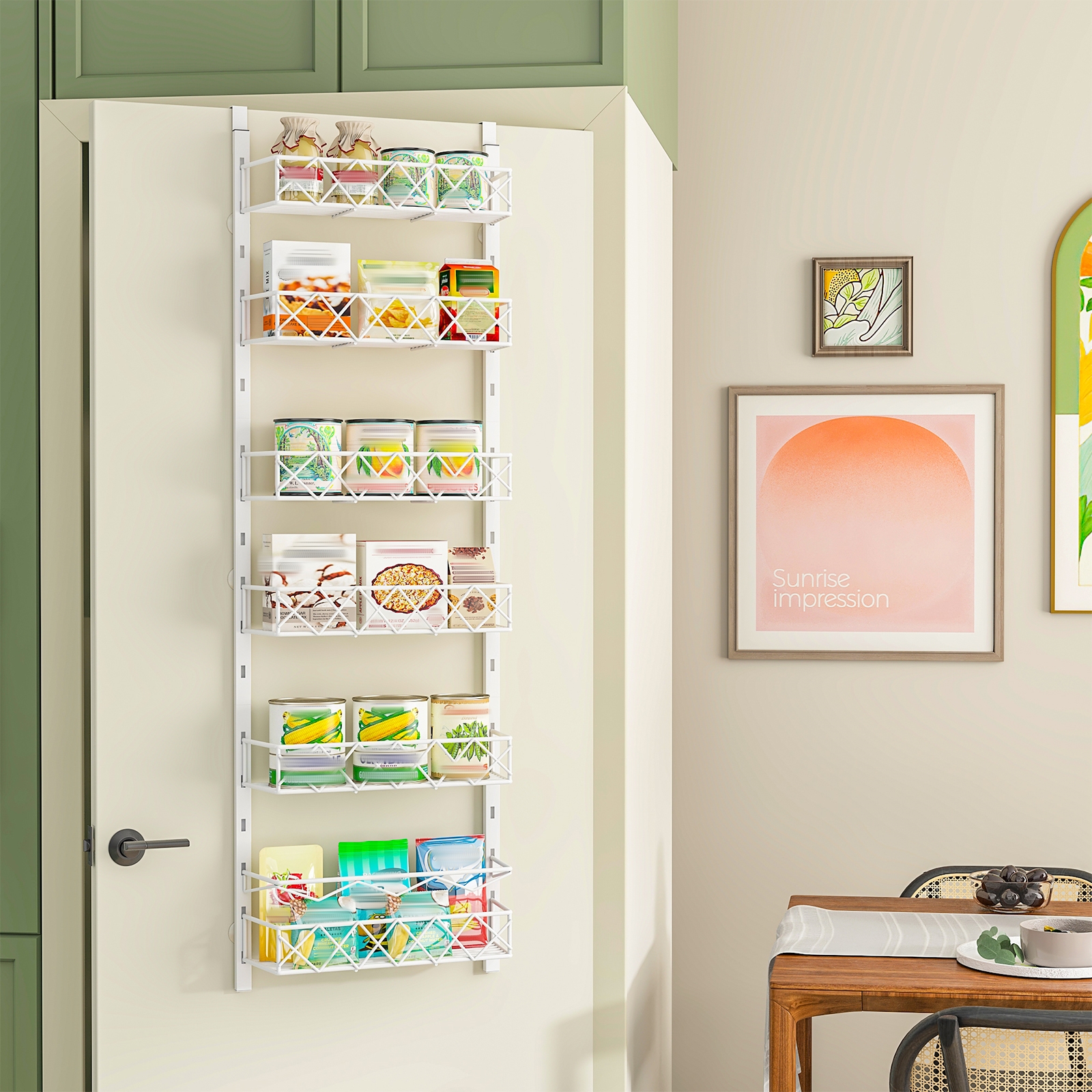3/6/8 Layer Wall Mounted Kitchen Storage Rack Heavy Duty Behind Door ...