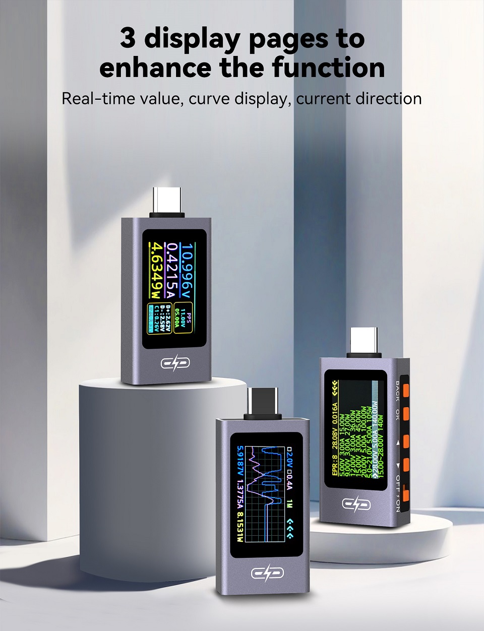 Tester USB C Multimetro Digitale Wattmètre Voltmetro Amperometro Digital DC 4-30V 0-12A Multimetro USB C Tester Meter Display Digitale IPS Supporta più protocolli di ricarica rapida (KWS-X1