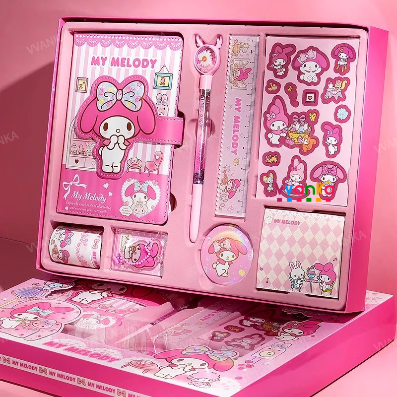 Kuromi Stationery Set Adorable Large Gift Box Pack Full Set Notebook ...