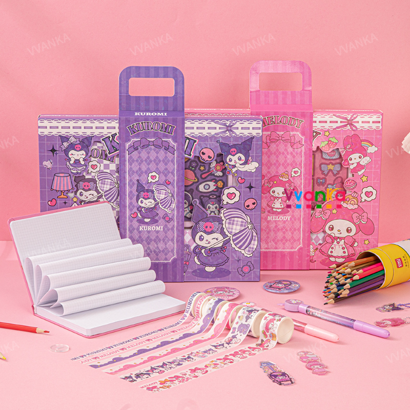 Kuromi Stationery Set Adorable Large Gift Box Pack Full Set Notebook ...