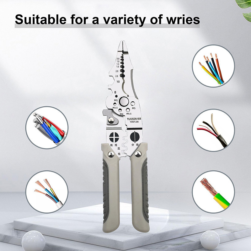 Adjustable Crimper Cable Cutter, Multifunctional Wire Stripper for ...