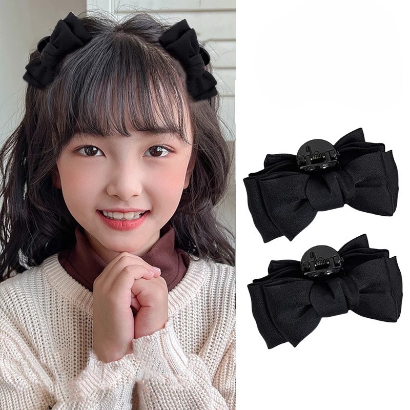 Sweet Black Bow Princess Hair Claw - Small Side Clip for Women's Bangs ...