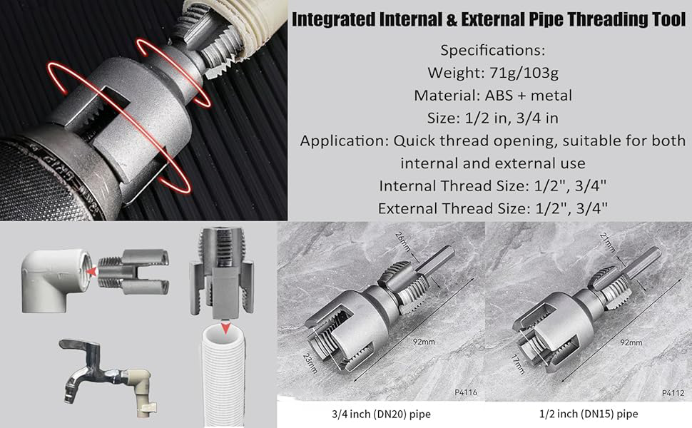 1/2'' and 3/4'' Water Pipe Internal and External Integrated Threader ...