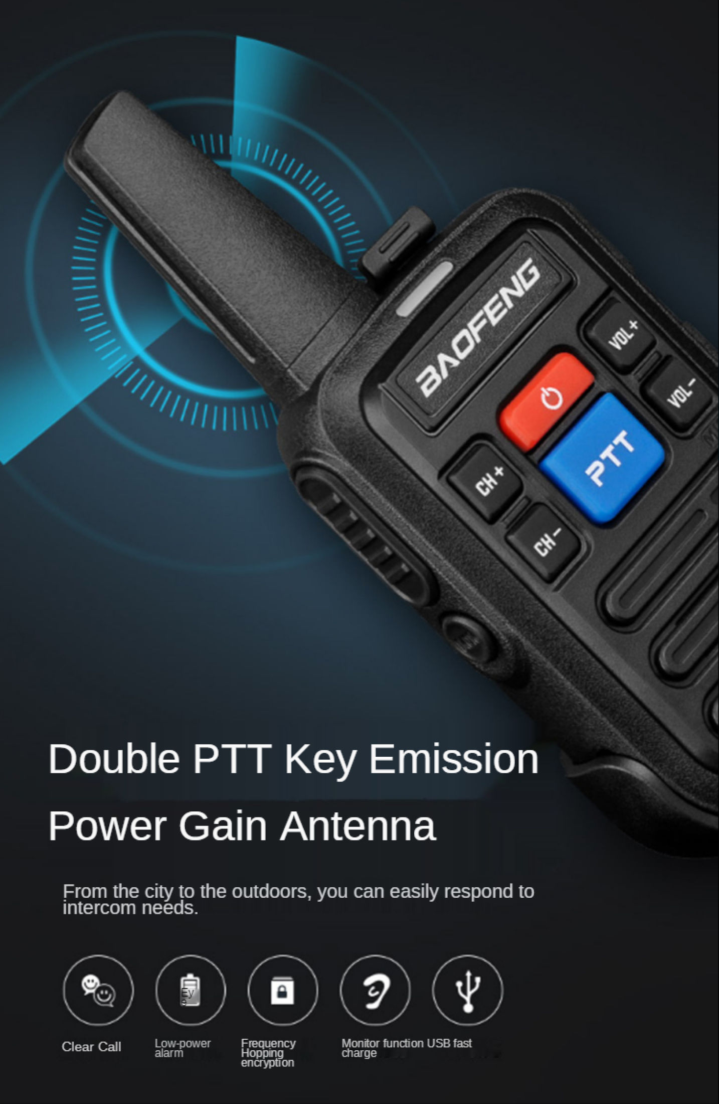 Baofeng 4PCS C50 5W Two Way Radio Portable Walkie Talkie USB Charging ...