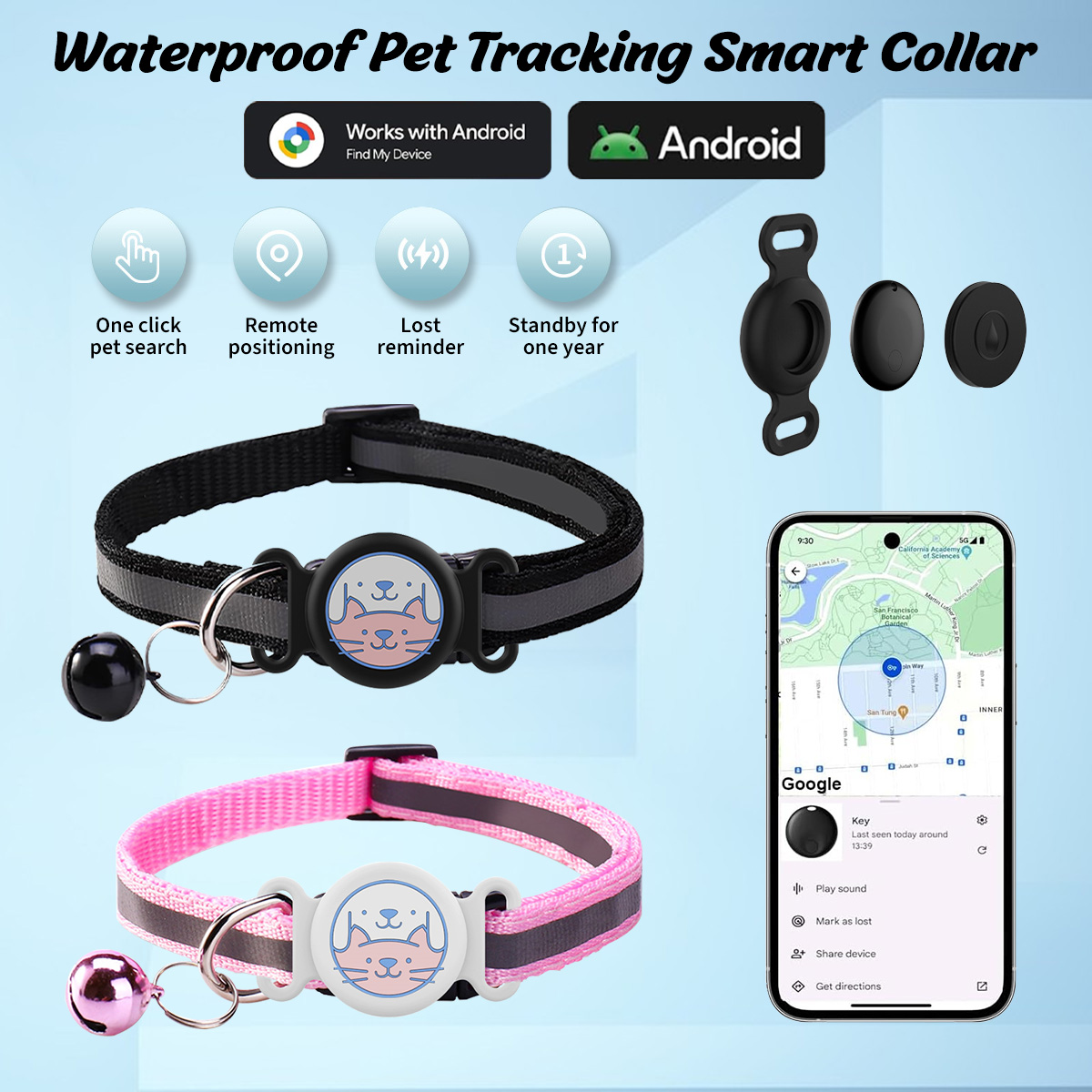 Cat Tracker Cat Collar GPS Pet Tracker Google Certified Pet Locator for ...