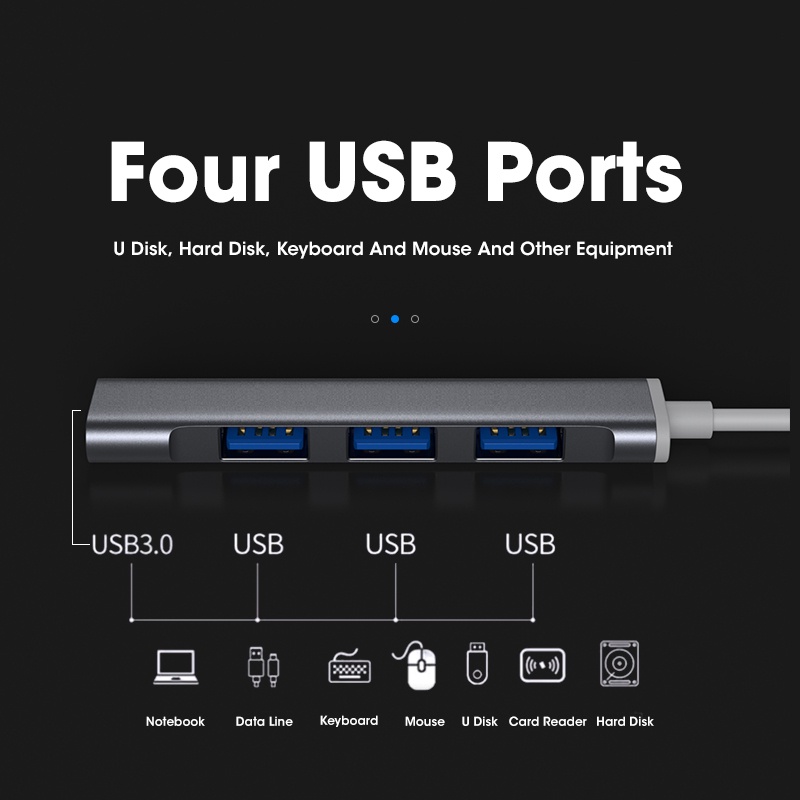 [Local Shipment] 4 In 1 USB/Type-C To Usb Hub Expander Ultra-Thin Mini ...