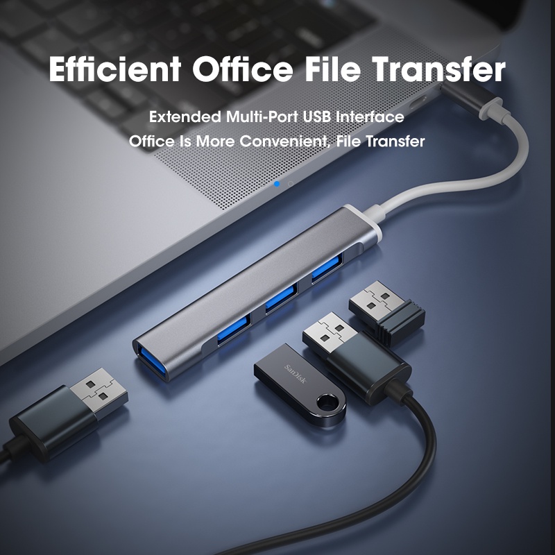 [Local Shipment] 4 In 1 USB/Type-C To Usb Hub Expander Ultra-Thin Mini ...