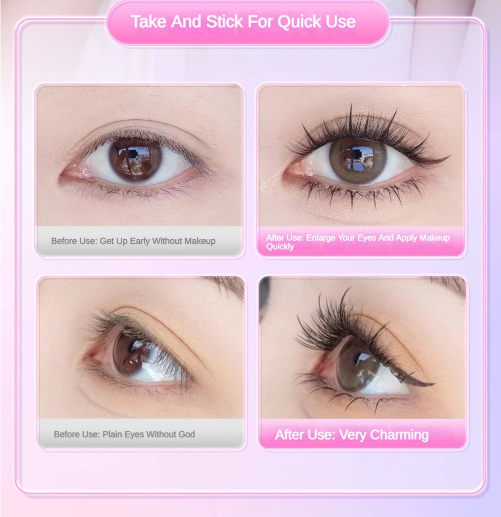 Glue-Free False Eyelashes 10 Row Eyelash Lazy Single Cluster of ...