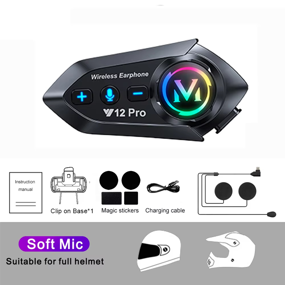 (Local Stock) Y12pro 500M Motorcycle Helmet Intercom for 2Riders ...