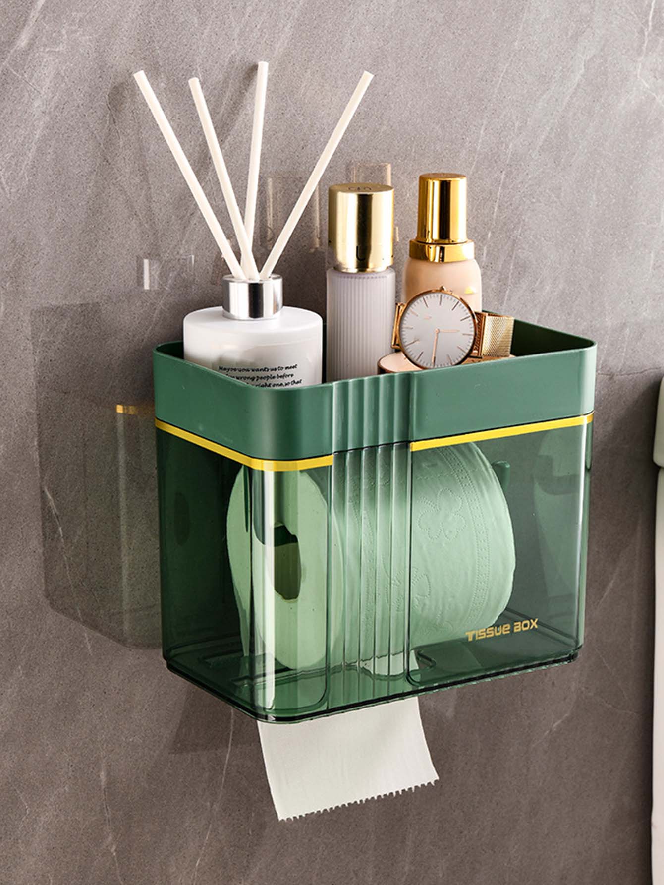 Transparent Waterproof Tissue Box, Perforation-Free Wall-Mounted Roll ...