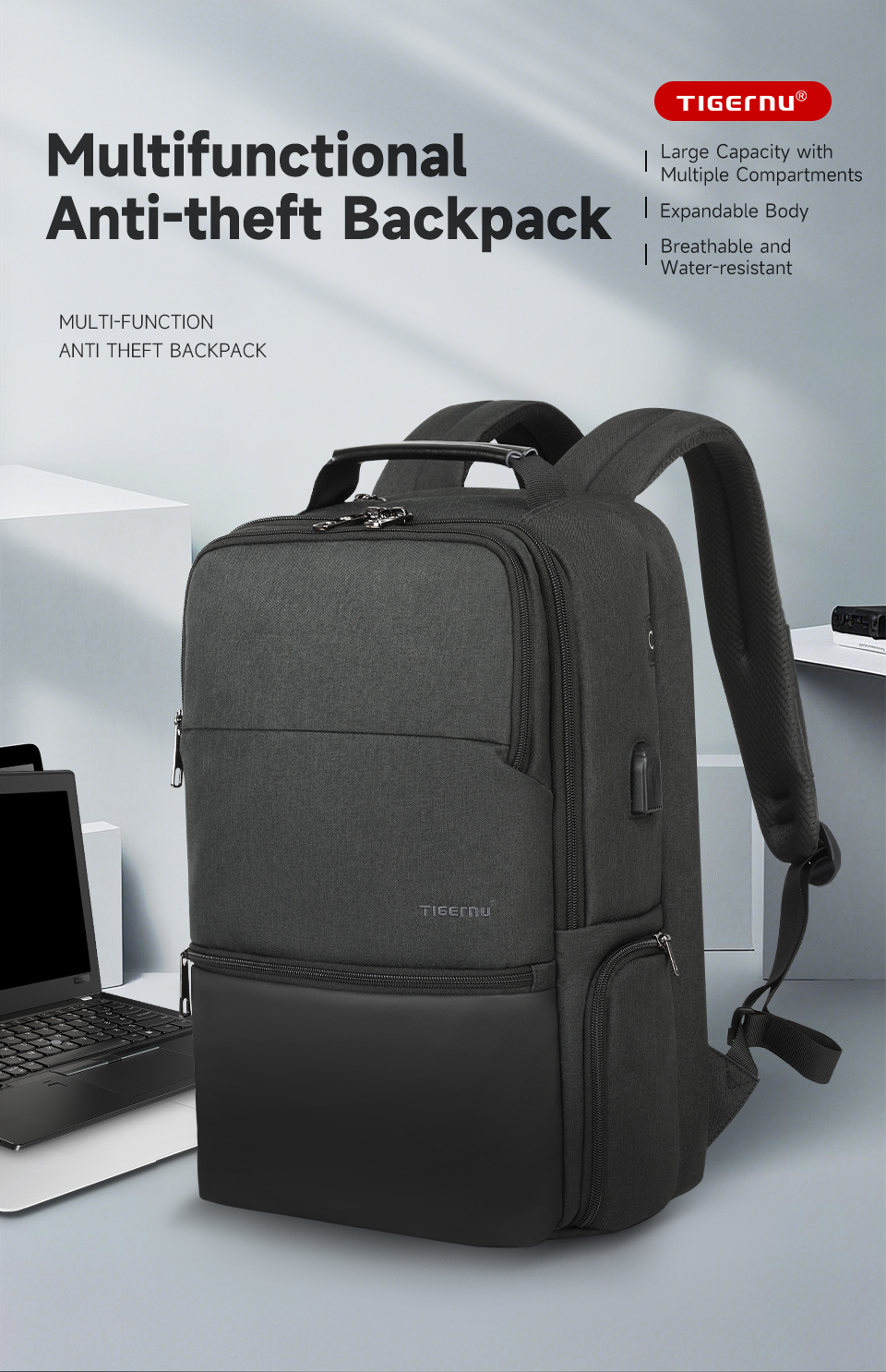 New Arrival Large Capacity Travel Anti-Theft Laptop Backpacks Men ...