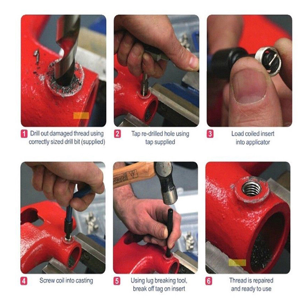 30Pcs Metric Thread Repair Insert Kit M5 M6 M8 M10 M12 M14 Helicoil Car ...