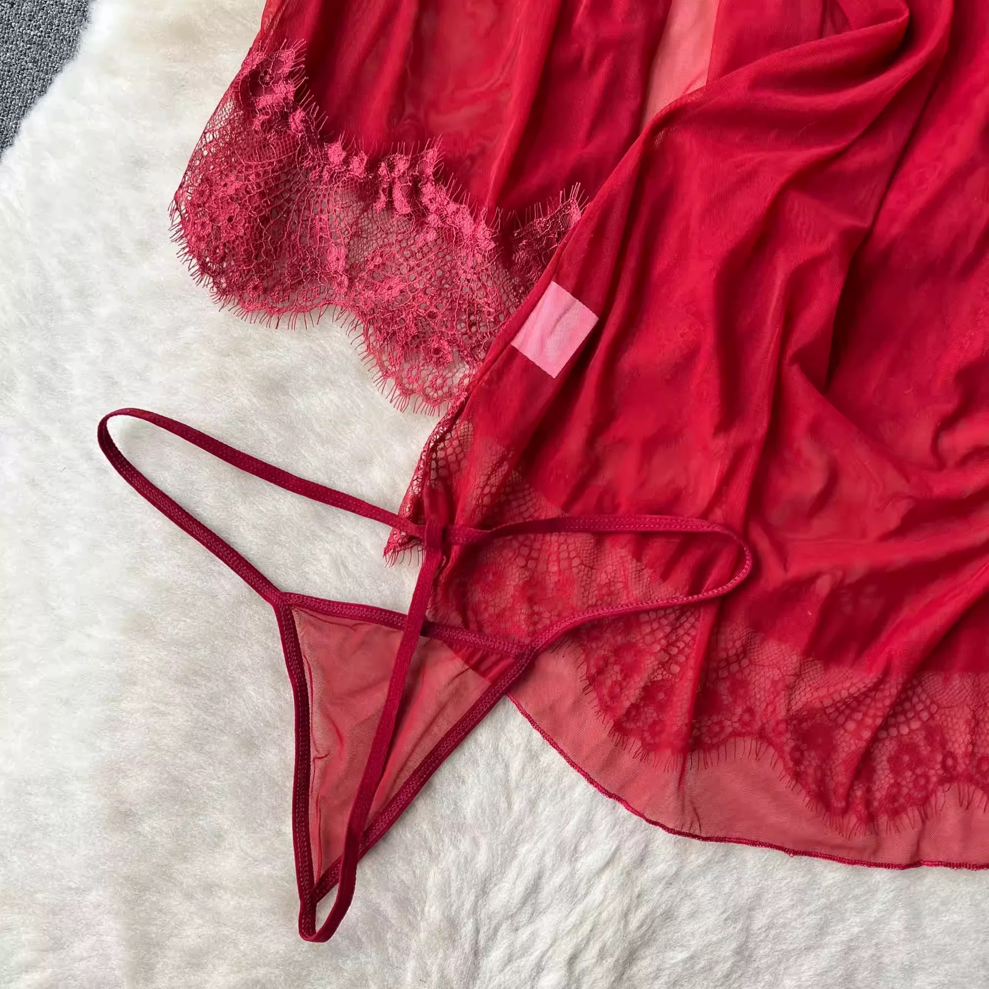 XiaoBeily 3 In 1 Lace Sexy Lingerie Set Sleepwear Robe Night Dress ...