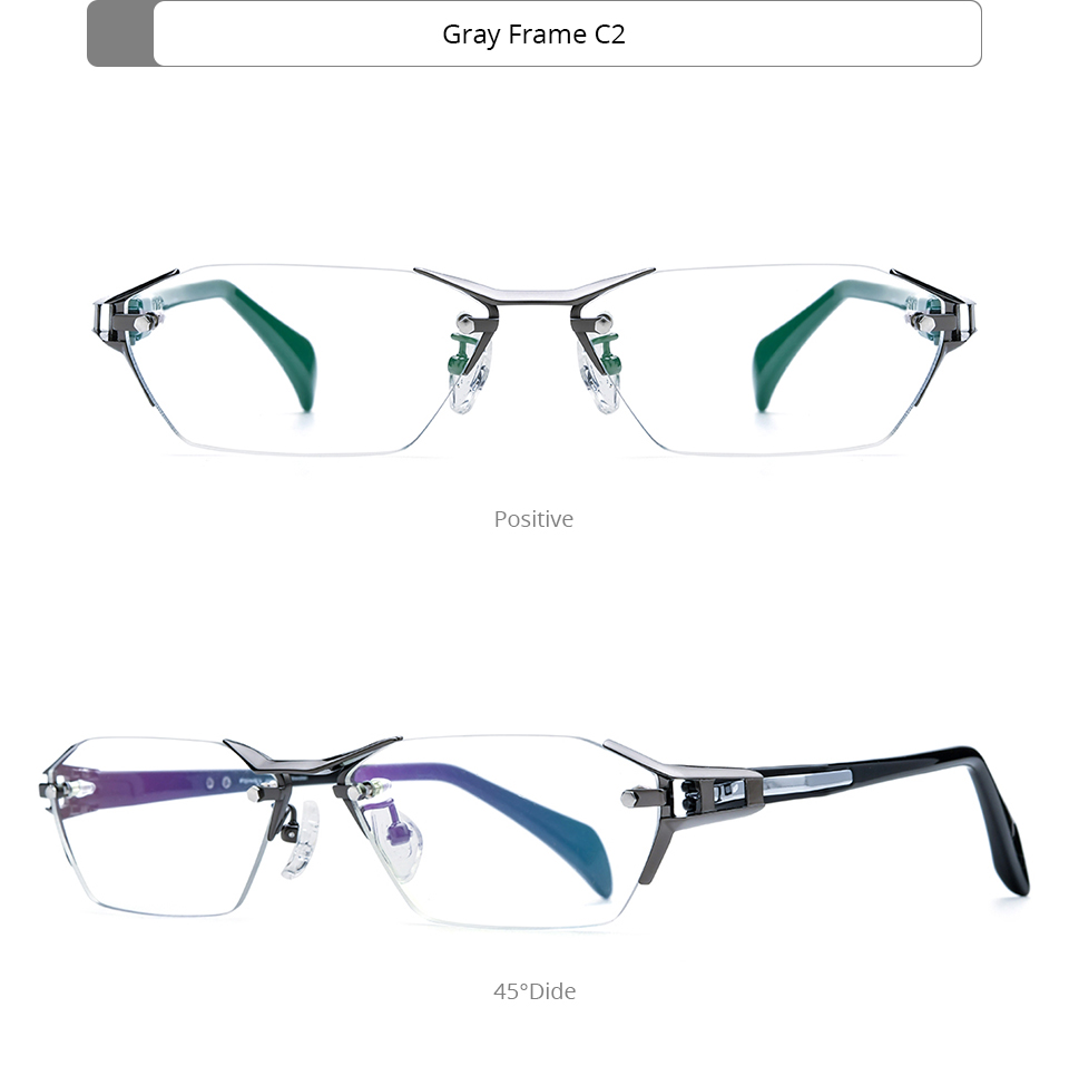 FONEX Titanium Glasses Frame Men Brand Design Rimless Square Eyeglasses ...