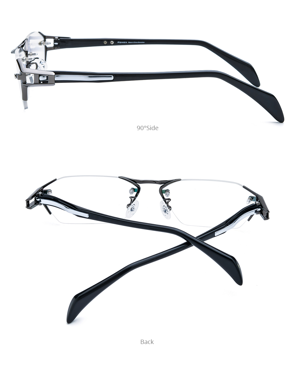 FONEX Titanium Glasses Frame Men Brand Design Rimless Square Eyeglasses ...