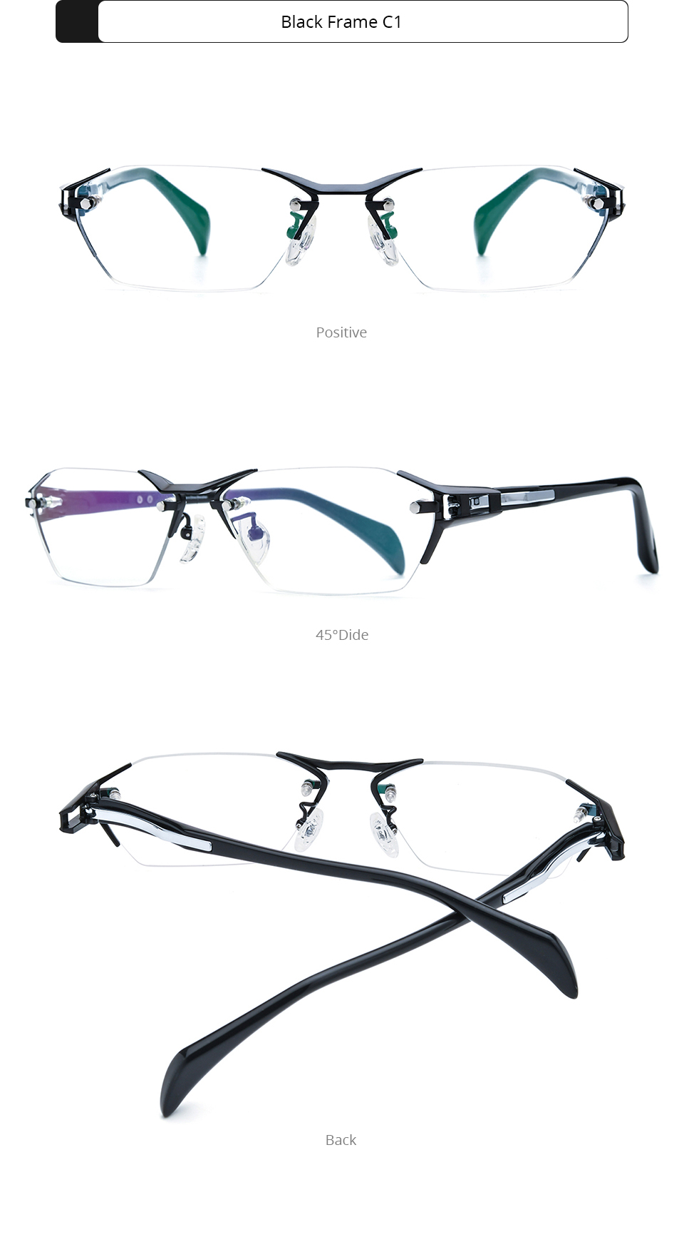 FONEX Titanium Glasses Frame Men Brand Design Rimless Square Eyeglasses ...