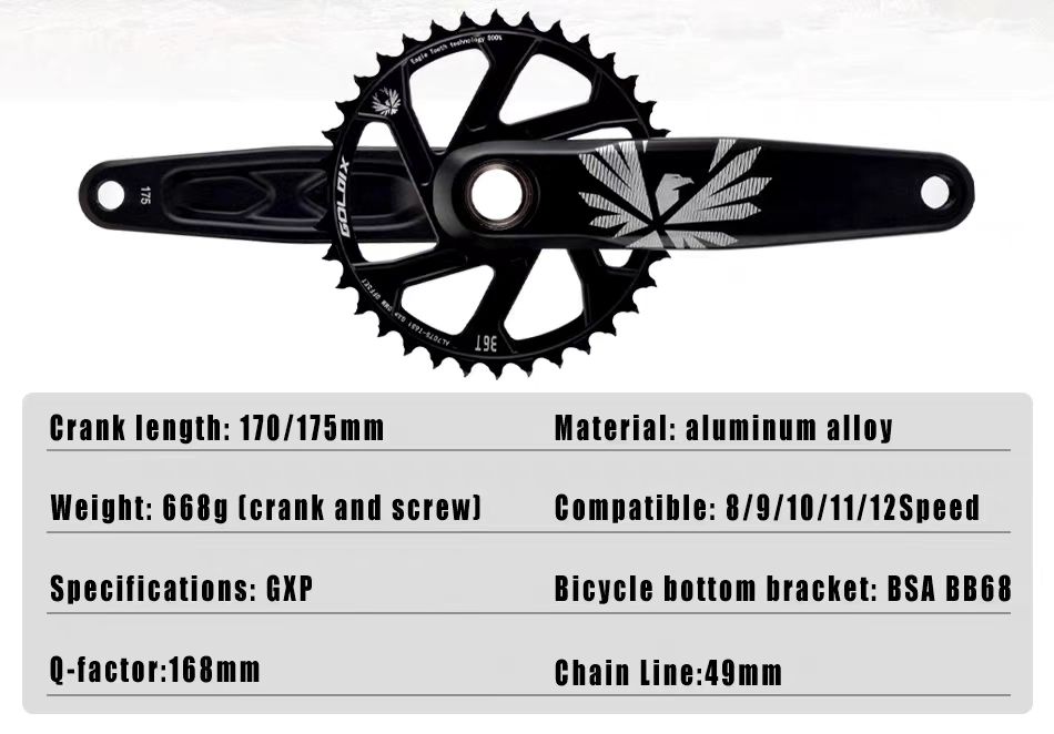 GOLDIX Bicycle Crankset GXP MTB Bike Crank Chainring Bike 170mm 175mm ...