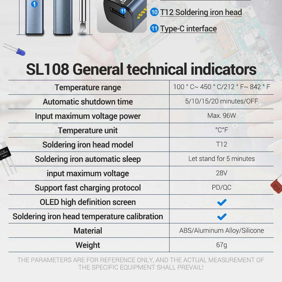ANENG SL108 Electric Soldering Iron 96W Fast Heating Adjustable Tool ...