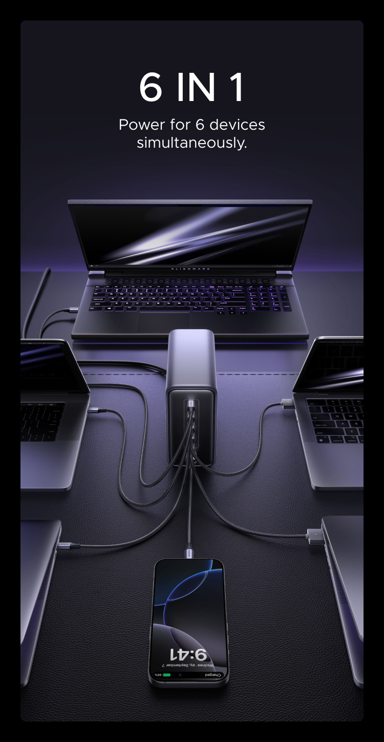 UGREEN 500W GaN Charger USB-C*5/USB-A*1 6 Ports Charger Nexode GaN Fast ...