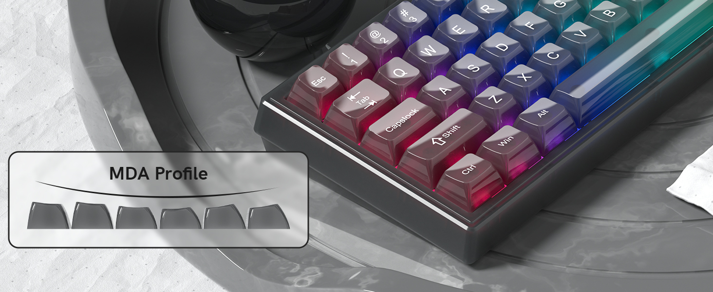 Transparent Matte Pink 115 Keys MDA Profile Keycaps Set for Cherry MX ...