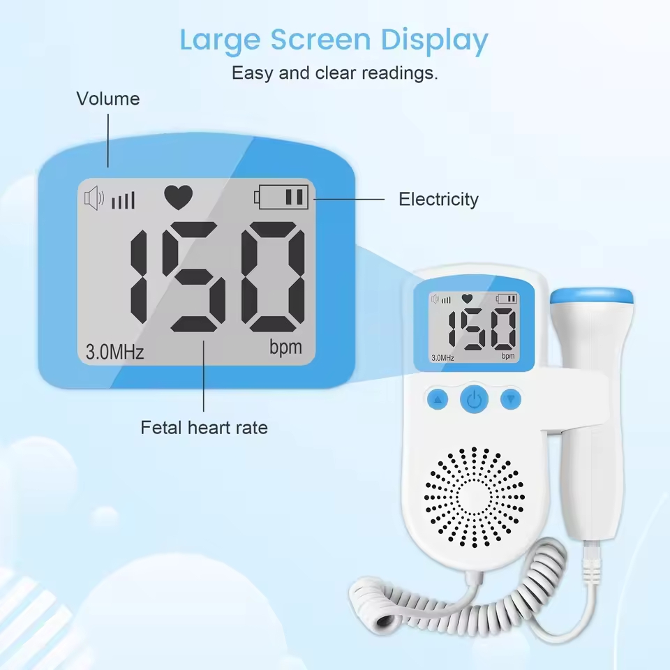 New Version Fetal Doppler - LCD Display Home Baby Heart Monitor, 2MHz ...