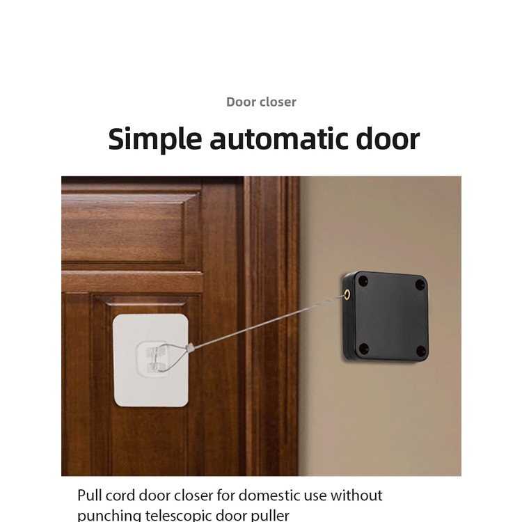 Automatic Door Closer with Adjustable Pull Cord, No Punching Surface ...