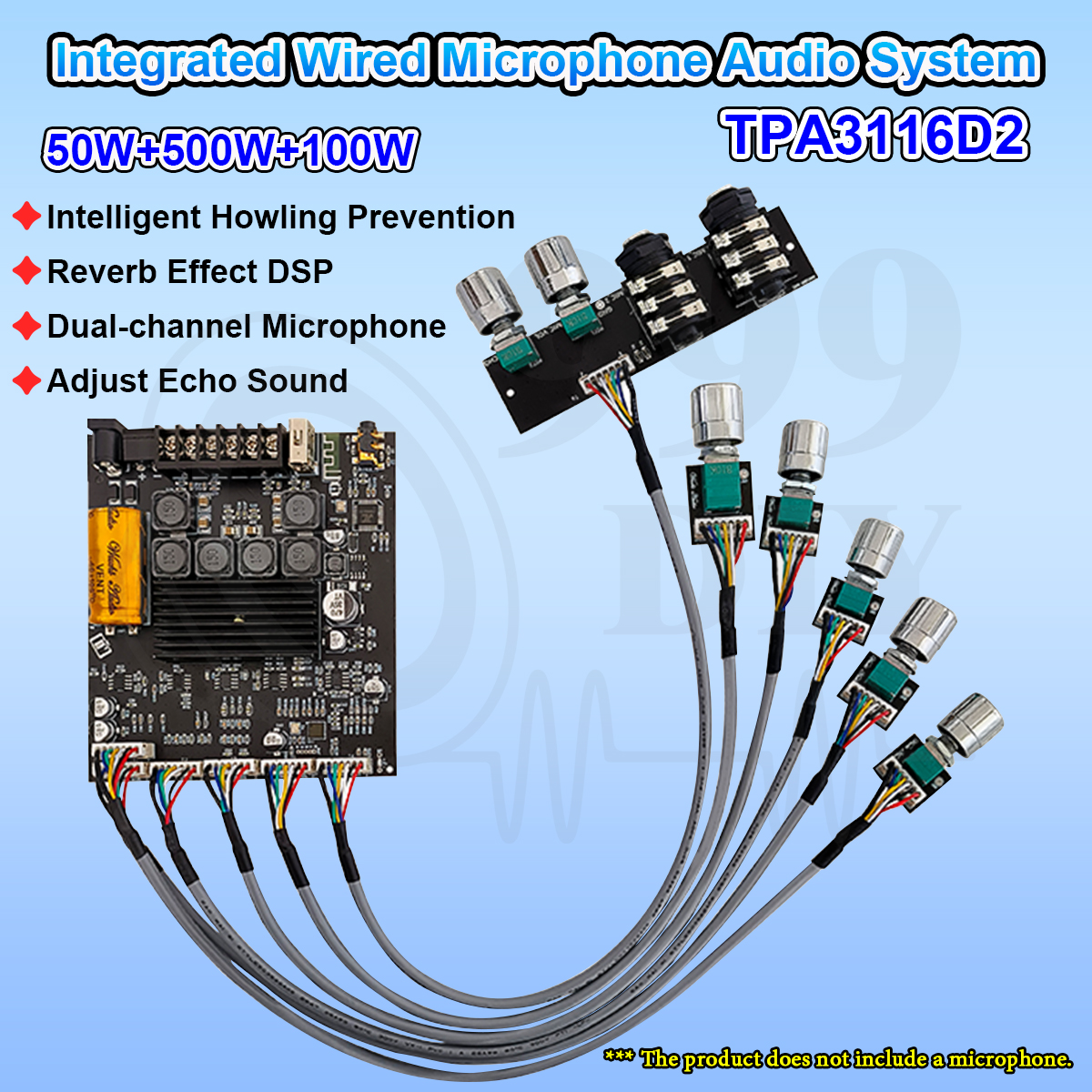 999DIY Zk-Am100F 50W+50W+100W Lead Type KTV Microphone Audio All-In-One ...