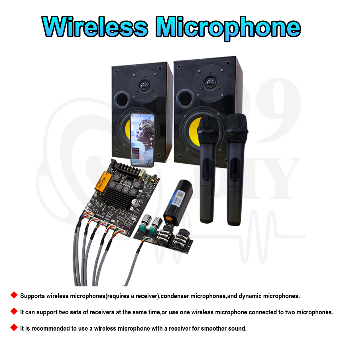 999DIY Zk-Am100F 50W+50W+100W Lead Type KTV Microphone Audio All-In-One ...