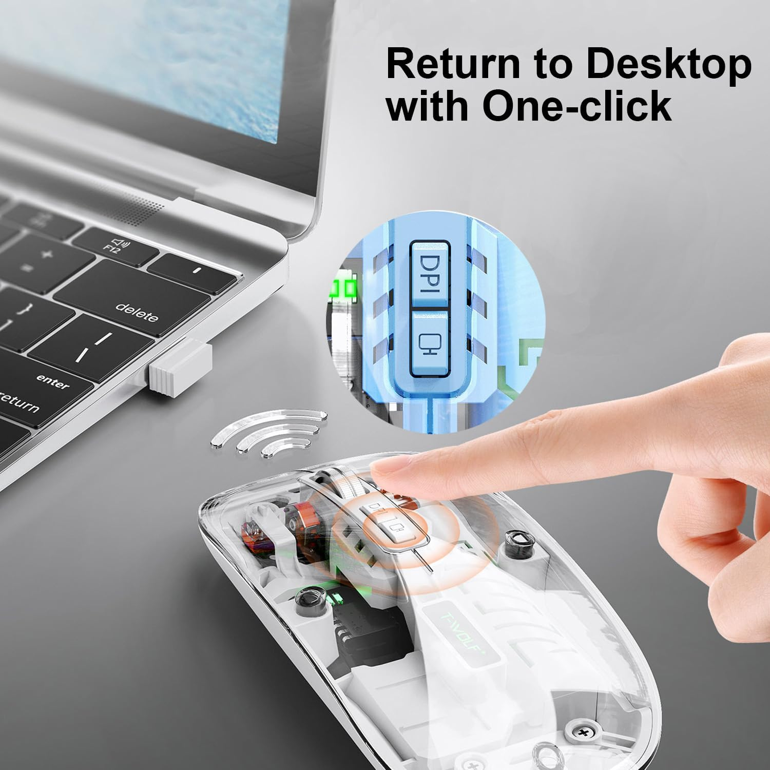 Bluetooth Mouse Wireless Dual Mode 2.4G Transparent Rechargeable Silent ...