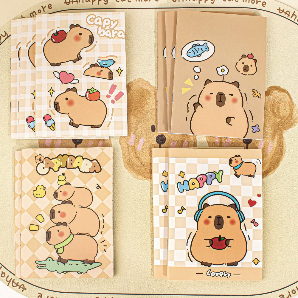 LUMINISCENCIA 10pcs Capybara Notebook Set, Cartoon Notepad A7 Notebook ...