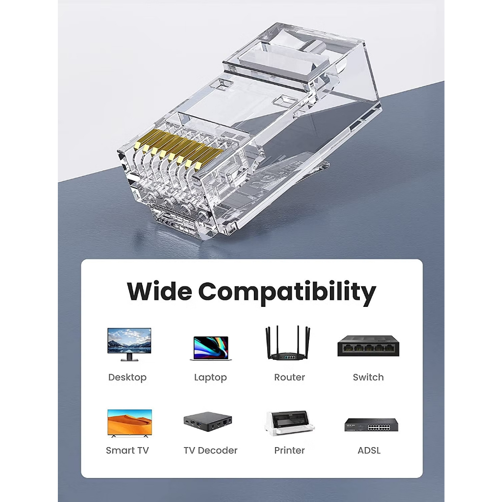 Gigabit Crystal Head RJ45 8P8C Cat 6 Monitoring Router Computer Network ...