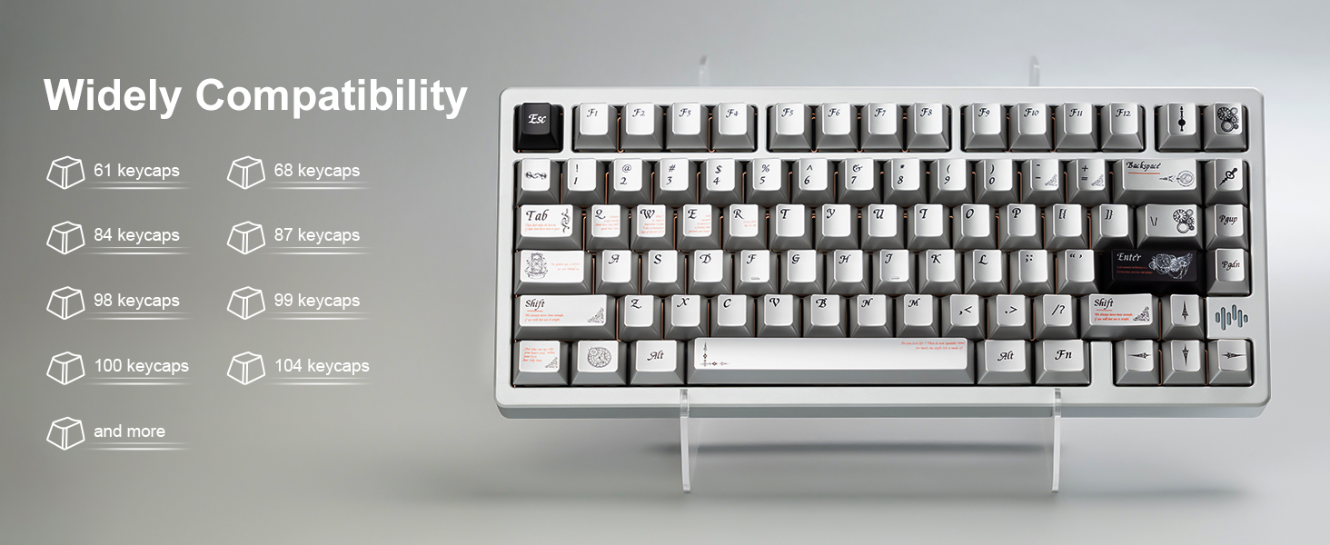 Retro Timeless 112 Keys Metallic Coating Cherry Profile Keycaps Set for ...