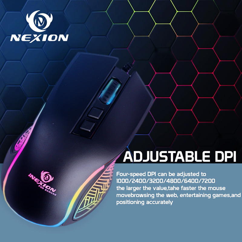 Nexion GM909 Wired Gaming Mouse RGB 7D Ergonomic New Design High ...