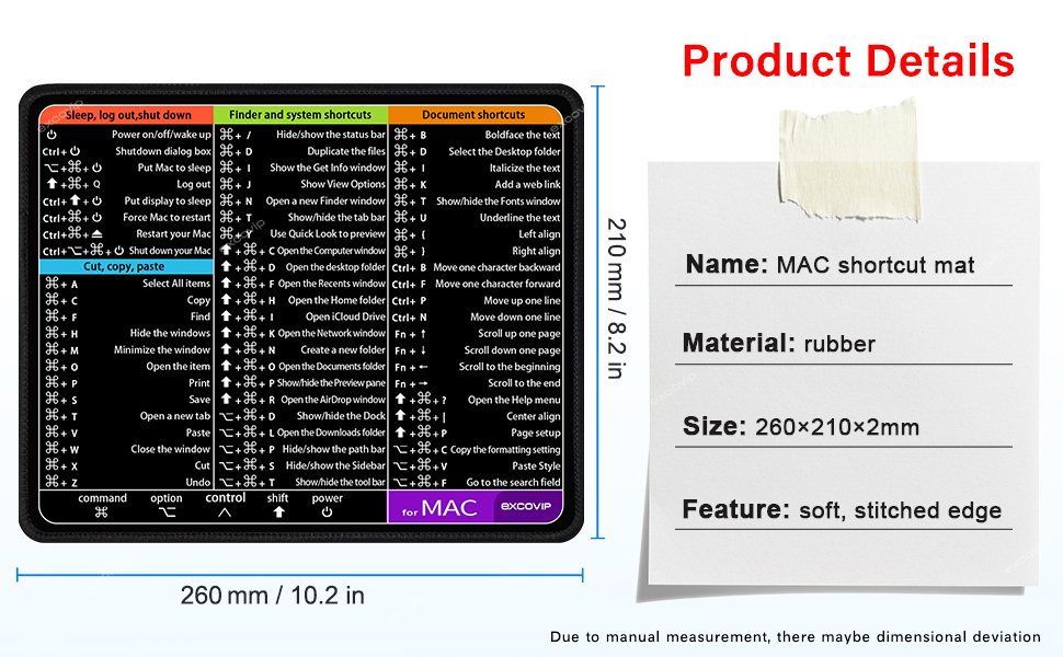 Excovip English Version Mac Shortcut Keyboard Mouse Pad Soft ...