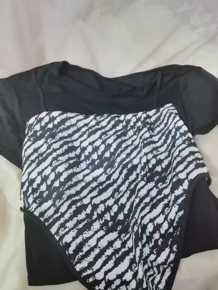 GDTIMA Black White Striped Short Sleeved Fake Two Piece T-Shirt For ...