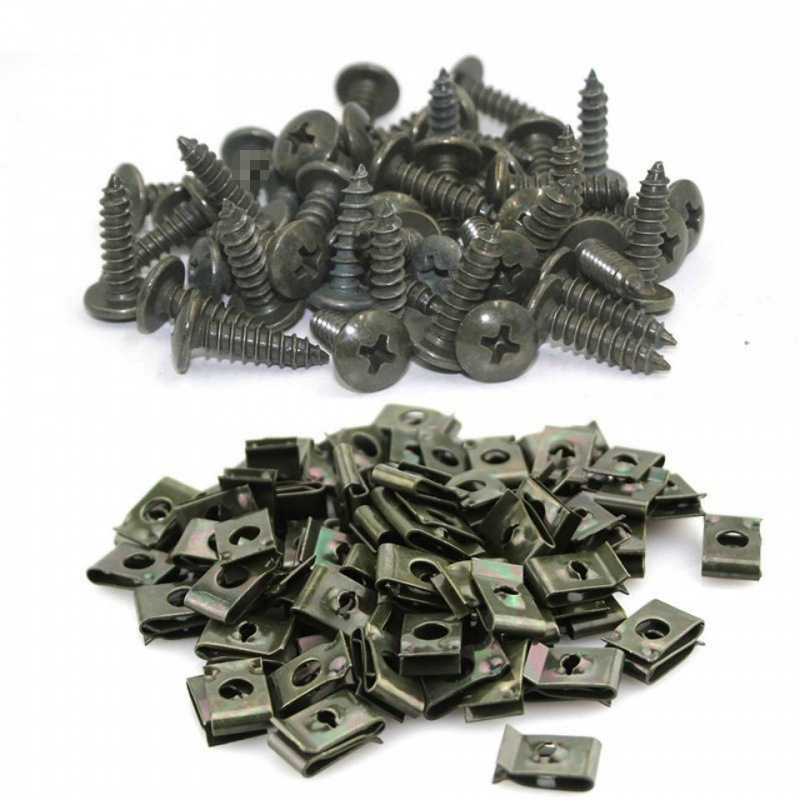 10pcs Metal U-Type Clips Screw Set Car Bumper fender Fasteners Base ...
