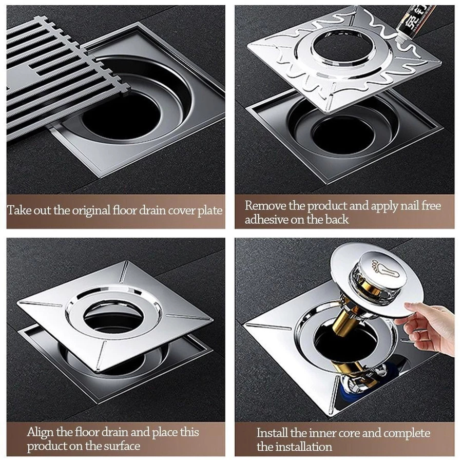 Stainless Steel Step on Foot Pop-Up Floor Drain Hidden Press-Type Floor ...