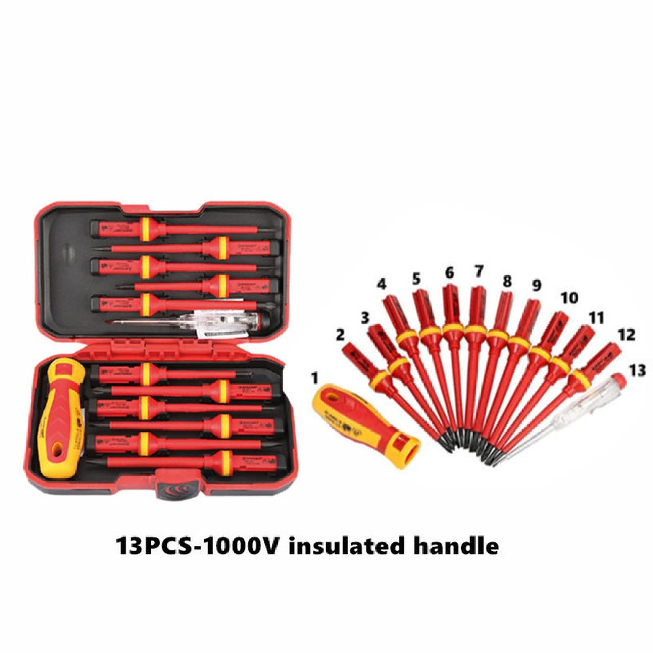13pcs Electrician Repair Tools Kit 1000V Changeable Insulated ...