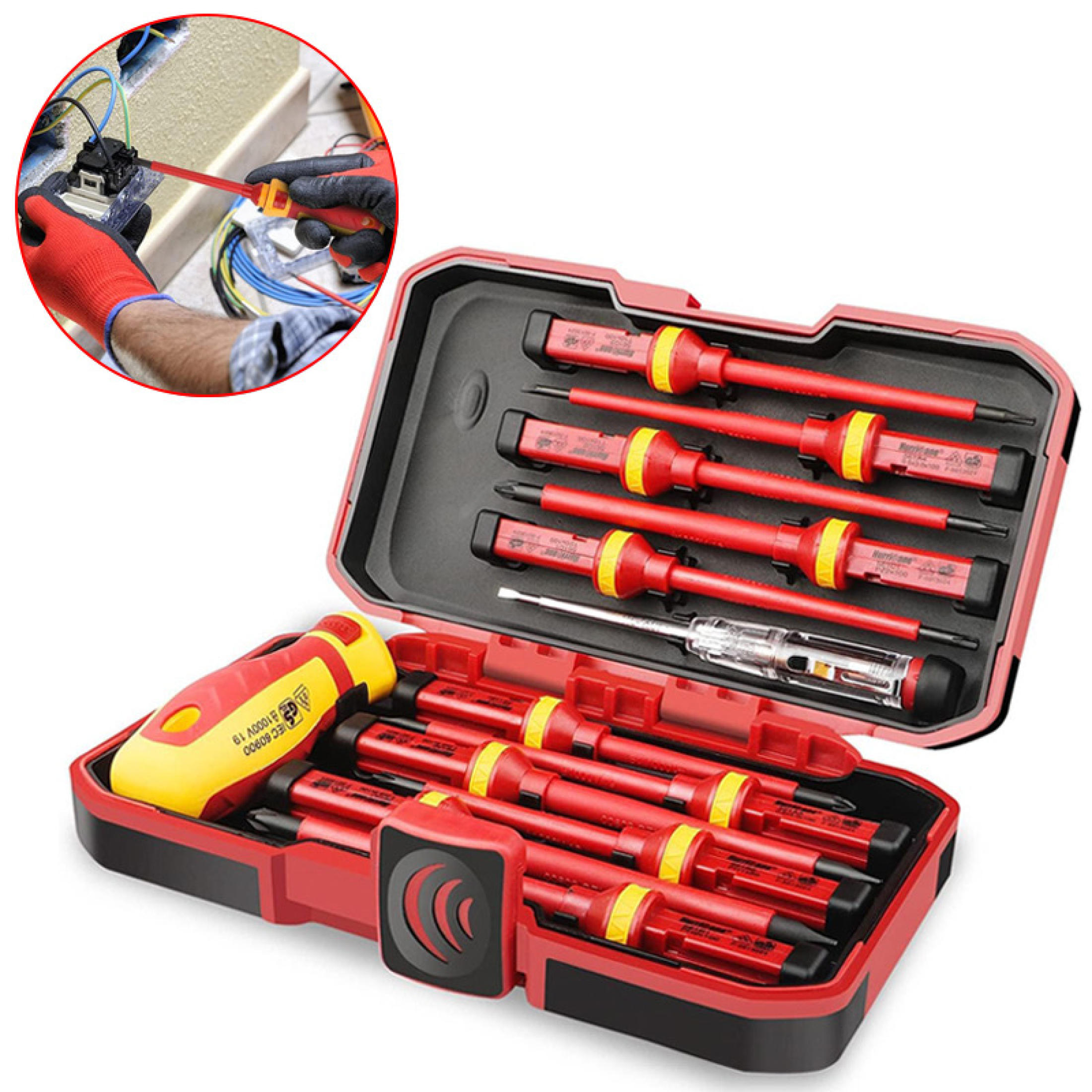 13pcs Electrician Repair Tools Kit 1000V Changeable Insulated ...