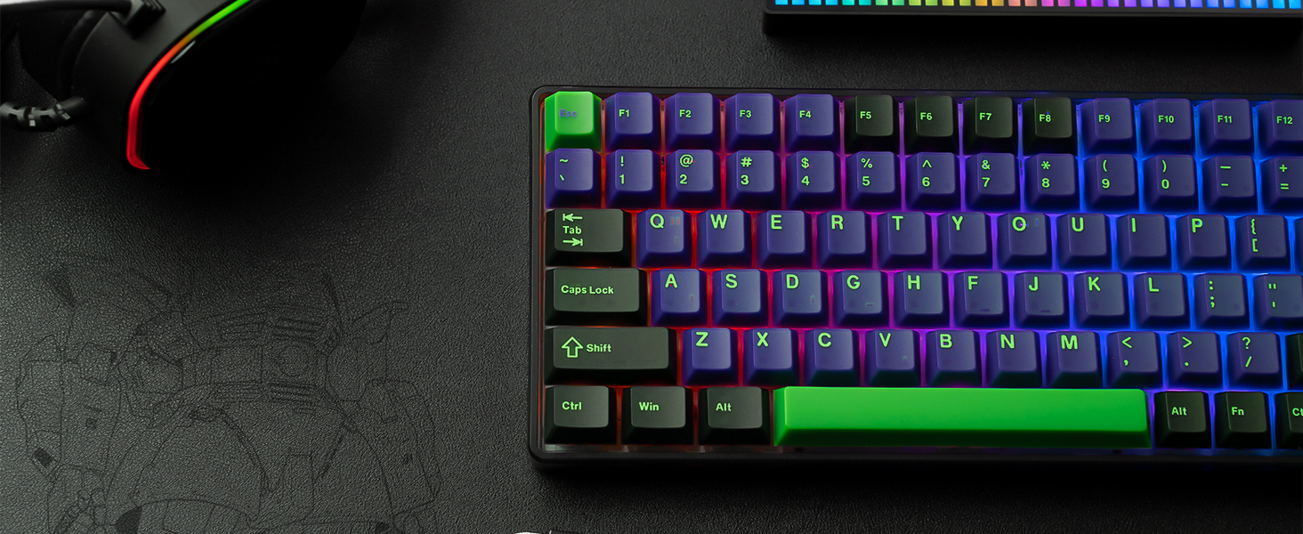 PBT+Jade Translucent Key caps Custom 129 Keys Cherry Profile Purple ...