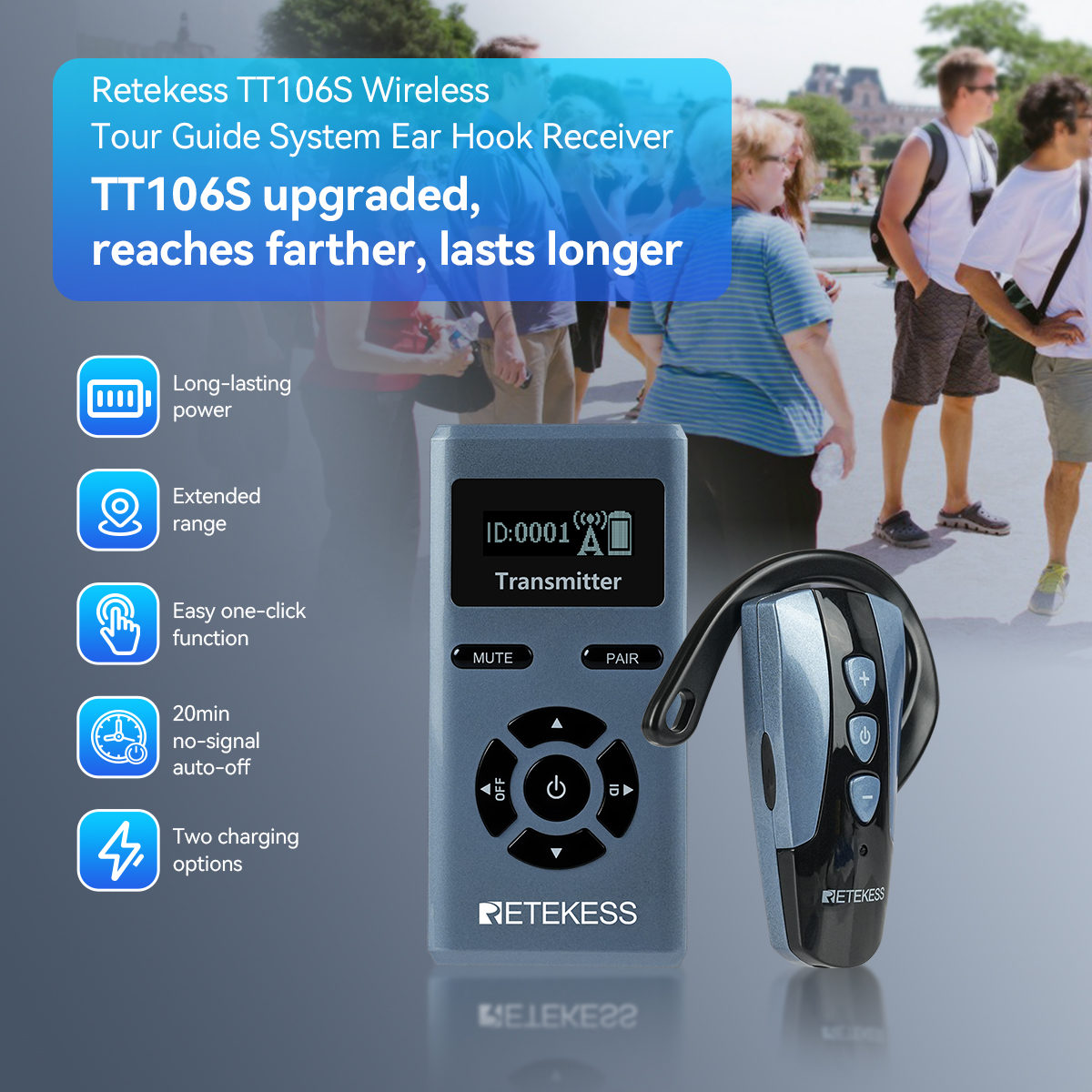 TT106S Récepteur Tour d'reille pour Système de Guide Touristique sans
