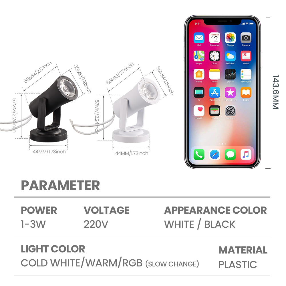 LED Mini Spotlight AC220V 1W spot light RGB Warm White light | Shopee ...